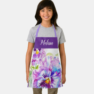 Delantal Bonito Floral Pastel Pansy Chicas Púrpura Apron