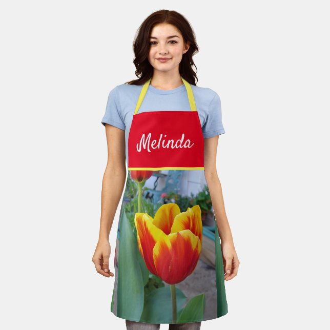 Delantal Bonito Floral Pastel Tulip Pink Bee Womans Apron (Gastado)