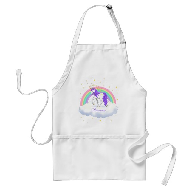 Delantal Bonito Morado Sweet Dreams Rainbow Unicorn (Frente)