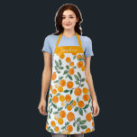 Delantal Bonito Naranja de acuarela Citrus Personalizado<br><div class="desc">Cuadros acuarelas estilizados con motivos frutales,  con naranjas y hojas. Personalízalo con tu nombre.</div>