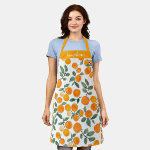 Delantal Bonito Naranja de acuarela Citrus Personalizado