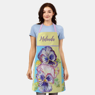 Delantal Bonito Pastel Floral Pansy Mujeres Rosa Apron