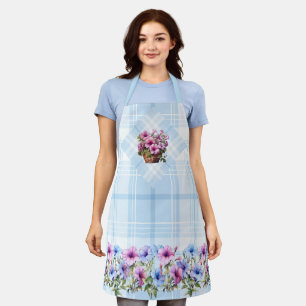 Delantal Bonito Petunia Apron Light Blue Plaid Rosa