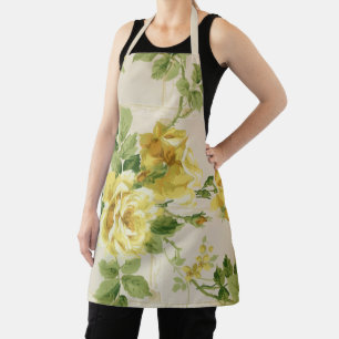 Delantal Bonito Rústica Moda grandes rosas amarillas en Tre