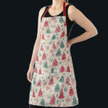 Delantal Bonito Shabby Chic Vintage Christmas Tree<br><div class="desc">Apron del árbol de navidad vintage de bonito Shabby Chic. Hermosos árboles festivos vintage patrón navideño.</div>