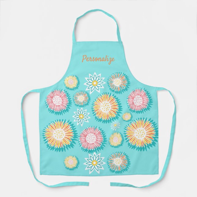 Delantal Bonito Sky Blue Color Burst Pattern Mujeres Cocina (Anverso)