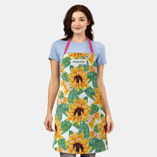 Delantal Bonito Sunflower Patrón amarillo y verde