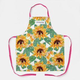 Delantal Bonito Sunflower Patrón amarillo y verde