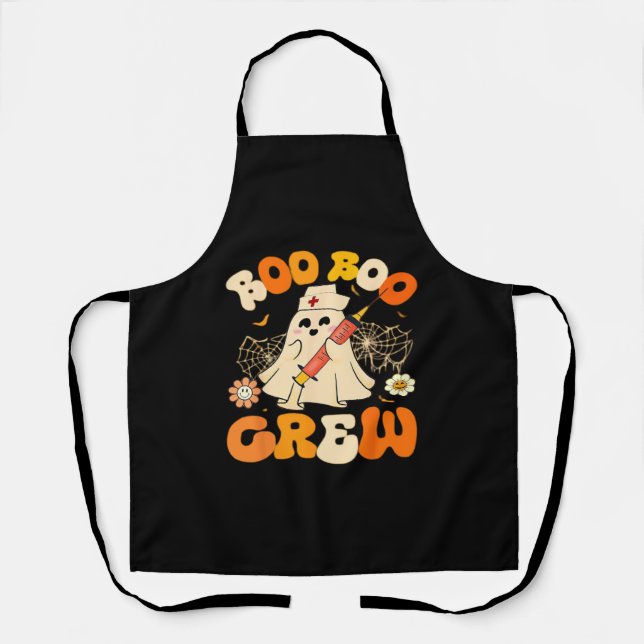 Delantal Boo Boo Crew Fantasma Graciosa Para Enfermera, Hal (Anverso)