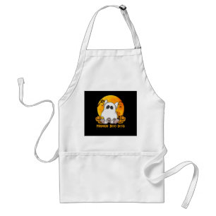 Delantal Boo Bulldog con Araña de Calabaza y Luna