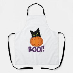 Delantal Boo Gracioso Gato Gato Peeking Calabaza Halloween