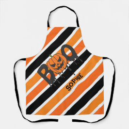 Delantal Boo Naranja y Black Stripes Halloween