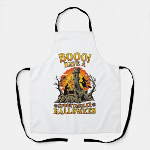 Delantal Booo Espeluznante Halloween Bruja Caldero Castillo