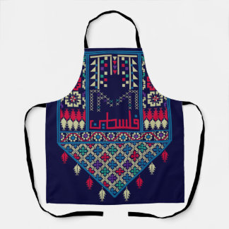 Delantal Bordado palestino diseño impreso Tatreez azul