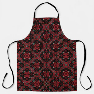 Delantal Bordado palestino Tatreez Pattern12 de color rojo 