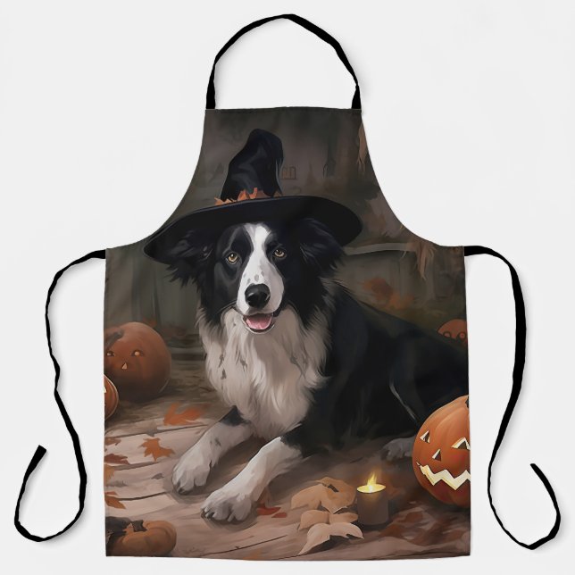 Delantal Borde de Collie Pumpkins Halloween Scary (Anverso)