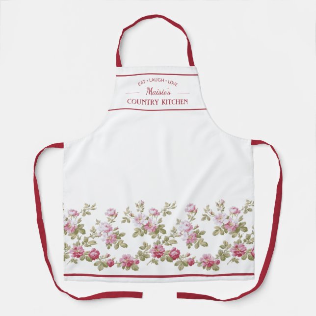 Delantal Borde rosa rosa rosa rosado elegante y personaliza (Anverso)