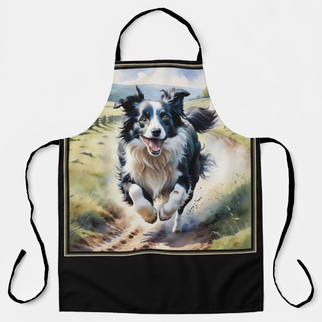 Delantal Border Collie corriendo (Anverso)