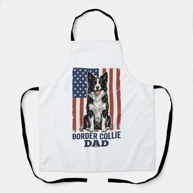 Delantal Border Collie Dad Patriotic Vintage Dog Shirt Desi (Anverso)