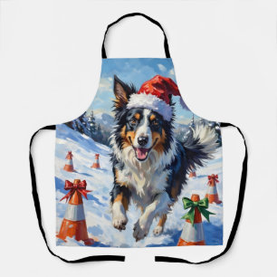 Delantal Border Collie Perro Navidad Nieve Agilidad Diversi