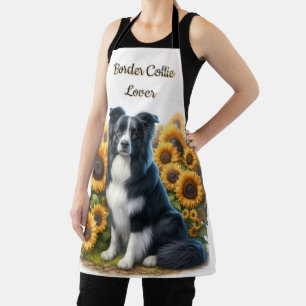 Delantal Border Collie y girasoles aman al perro