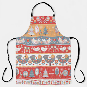 Delantal Bordes escandinavos: diseño textil vintage.