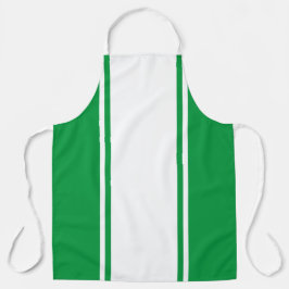 Delantal Bordes verdes brillantes de banda vertical blanca 