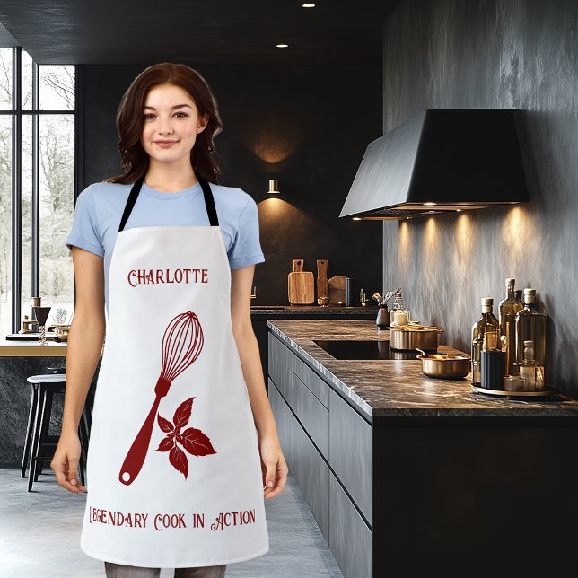 Delantal Borgoña con Whisk y diseño de hierbas para chefs (Subido por el creador)