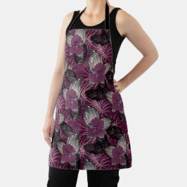 Delantal Borgoña Tropical Hibiscus Floral