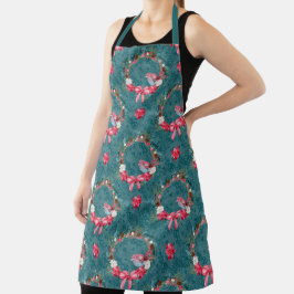 Delantal Borgoña y Navidades Verde azulados escriben y card