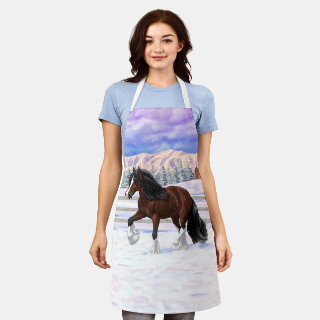 Delantal Borrador De Caballo En Nieve De La Gitana De La Ba (Gastado)