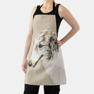 Delantal Borzoi (Brindle plateado) Pintura original de arte