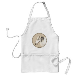 Delantal Borzoi (Brindle plateado) Pintura original de arte