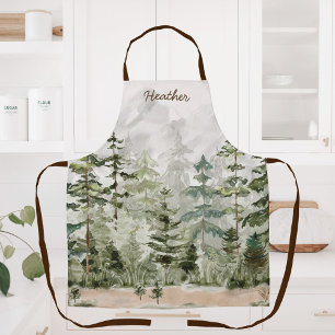 Delantal Bosque acuático verde de pino en la montaña