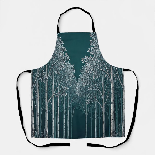 Delantal Bosque de abedules blancos de té oscuro (Anverso)