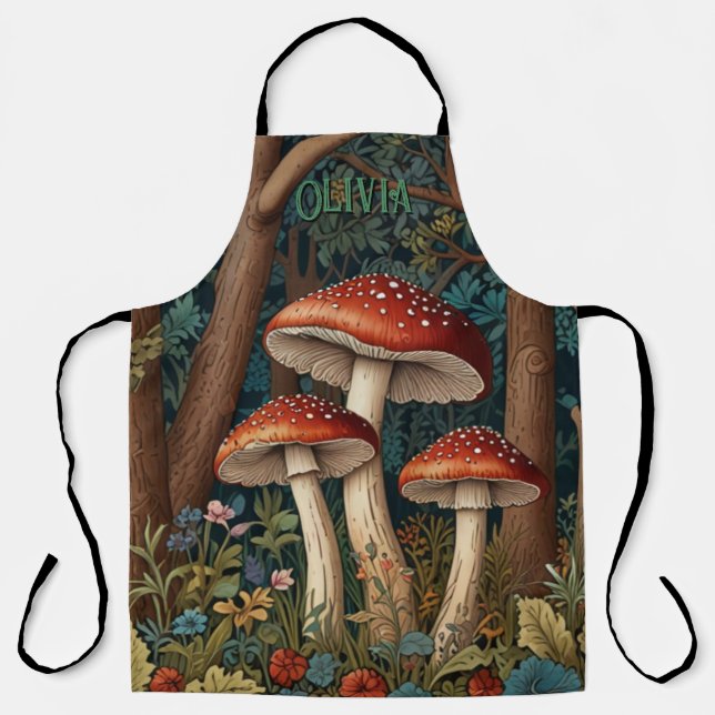 Delantal Bosque de hongos elegante retro (Anverso)