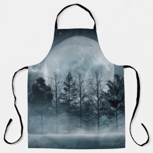 Delantal Bosque oscuro. Escena oscura y sombría con árbol