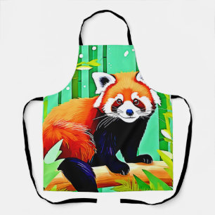 Delantal Bosque Panda Rojo