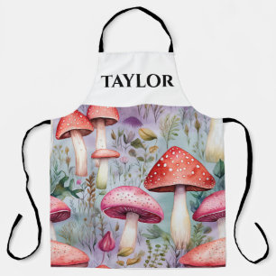 Delantal bosque rústico acuarela de setas