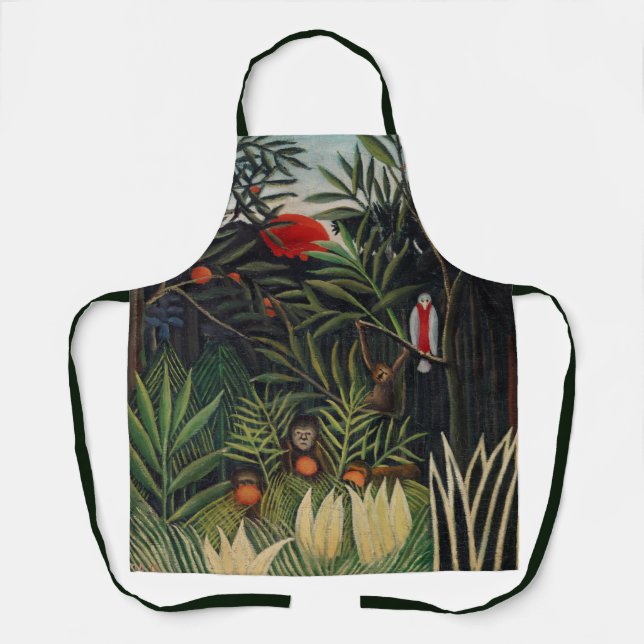 Delantal Bosque tropical con monos por Henri Rousseau (Anverso)