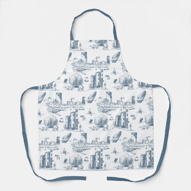 Delantal Boston Toile Blue Apron (Anverso)