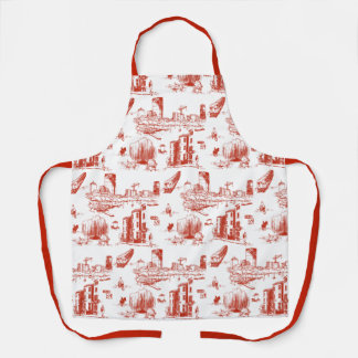 Delantal Boston Toile Red Apron