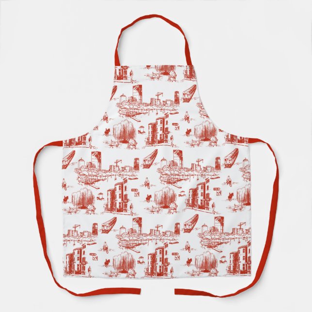 Delantal Boston Toile Red Apron (Anverso)