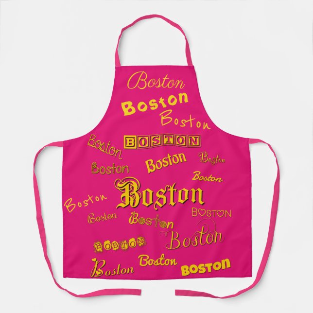 Delantal Boston Yellow Fonts Apron (Anverso)
