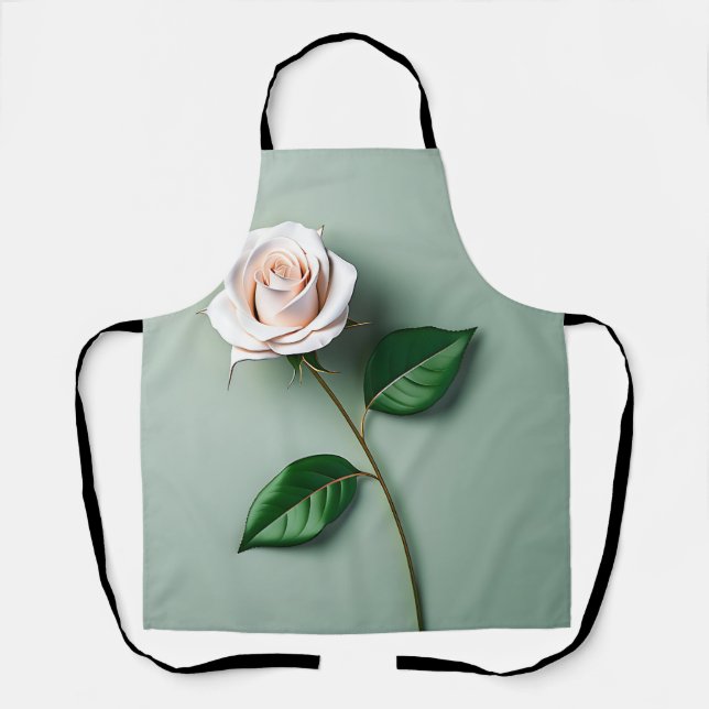 Delantal Botánica elegante de la Rosa Blanca (Anverso)