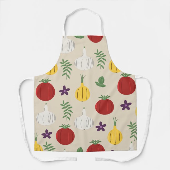 Delantal Botanical Kitchen Apron – Garlic, Onion (Anverso)