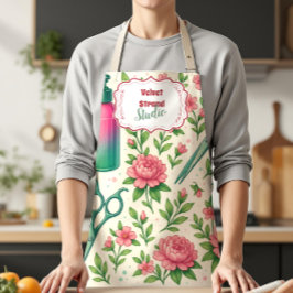 Delantal Botanical Pink Stylist Beauty Business