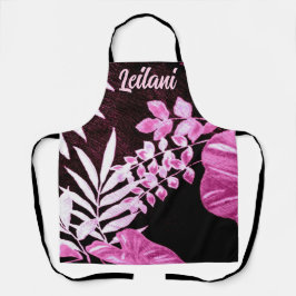 Delantal Botanical Tropical Leaves Palm Pink Personalized