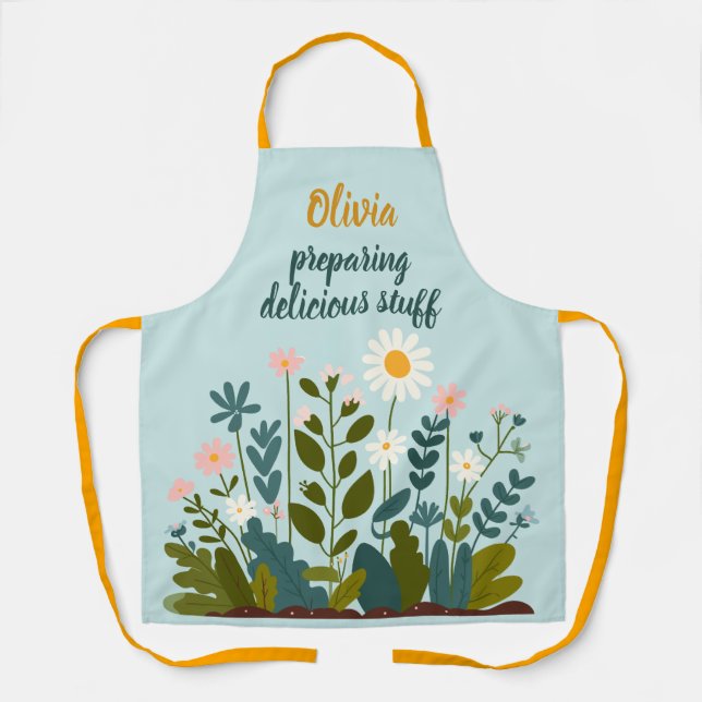 Delantal Botánico Moderno Elegante  Daisies Personalizadas (Anverso)