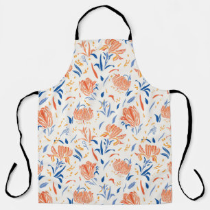 Delantal Botany linocut barroco: fondo floral sin costuras